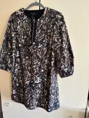 Ted Baker London Holly Mini Dress size 8-10 US Exposed Zipper Balloon Sleeve
