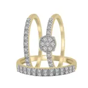 0.40 Ct Round Natural Diamond Cluster Engagement Trio Ring Sets 10K Yellow Gold