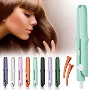 2025 New Mini Dual Purpose Curling Iron, 2 in 1 Mini Curling Wand & Flat Iron Hair Straightener, Portable Travel Curling Wand, Hair Straightener for All Types (Blue)