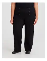 [Taking Shape] Petite Ponte Wide Leg Pintuck Pant in Black