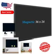 36x24 Inch Magnetic Black Chalkboard with Stylish Aluminum Frame & Marker Tray