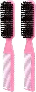 2-in-1 Hair Styling Comb and Brush, Pink, Double-Sided Fine Tooth Comb with Bristles 2pcs