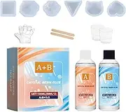 Epoxy Resin Kit, Crystal Resin Clear Coating, 11.6/7.7/4.7 Inches, Easy Mix Casting Formula, Measuring Cups, High Gloss Finish for Jewelry and Art Craft Projects, Multicolor