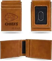 Rico Industries NFL Football #1 DAD Laser Engraved Front Pocket Wallet - Compact/Comfortable/Slim