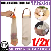 1-2x Vegetable Food Storage Bag Onion Garlic Hanging Bags Breathable Mesh Bags