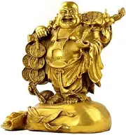 Fengshui Buddha Statues for Lucky & Happiness,Laughing Buddha Figurines Sculptures Carrying Money Bag God of Wealth Statue Home Decor, Housewarming Congratulatory Gifts (Medium)