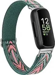 VANCLE Elastic Bands for Fitbit Inspire 3 Bands Women, Breathable Adjustable Replacement Stretchy Nylon Loop Wristband Sport Straps Compatible with Fitbit Inspire 3 Fitness Tracker