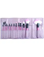 12 Piece Professional Makeup Brush Set Soft Bristle With Carry Case Pink