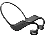 Wireless bluetooth headset earhook bone conduction stereo noise canceling headset $ waterproof sports headset bone conduction - Black