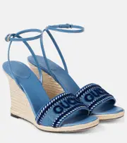 [Gucci] Gucci Logo denim espadrille wedges AU 9 blue