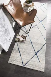 Rug Culture Blue & Bone Ivory Coastal Durable Runner Rug