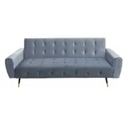 Ava 3-Seater Tufted Velvet Sofa Bed by Sarantino - Light Grey