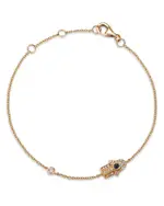 Bloomingdale's Fine Collection Sapphire & Diamond Hamsa Bracelet in 14K Yellow Gold