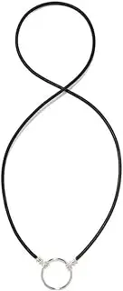 [Glasswear] Eyeglass Necklace - Glasses Holder Chain Cord Strap - Black Stretch Silk - Silver Alloy Loop - Never Lose Glasses Again