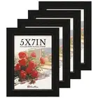 5x7 Picture Frame 4 Pack, Black Solid Wood Gallery Photo Frame, Wall Hanging ...
