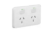 Clipsal 3025XW Clipsal Iconic Double Switch Power Point Horizontal Mount, 250V, 10A - Extra White