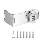 Combination Rotary Hasp Locks Security Door Latch Lock 3 Digit Password Silver