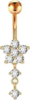 [Meokro] Flower Pendant Sexy Navel Nail Stainless Steel Zircon European And American Navel Ring Piercing Ornament