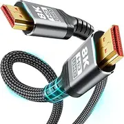 10K 8K HDMI Cable 2.1, 2M/6.6FT Ultra High Speed HDMI Cable Braided Cord, HDMI Cables 48Gbps (8K@60Hz 7680x4320, 4K@120Hz) Supports Dynamic HDR 10 eARC 3D, Dolby Atmos Compatible with Roku TV/PS5/HDTV
