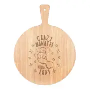 Crazy Manatee Lady Stars Pizza Board Paddle Wooden Funny Animal