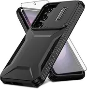 [Asuwish] Phone Case for Samsung Galaxy S23 FE 5G with Tempered Glass Screen Protector and Slide Camera Cover Slim Rugged Hybrid Shockproof Protective Cell Accessories S 23 EF S23FE 23S Women Men Black