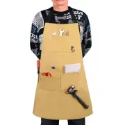 Unisex Waxed Cotton Heavy Duty Canvas Apron Pockets Woodwork Garden Carpenter