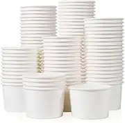 MATICAN Paper Ice Cream Cups - 100-Count 9-Oz Disposable Dessert Bowls for Hot or Cold Food, 9-Ounce Party Supplies Treat Cups for Sundae, Frozen Yogurt, Soup, White