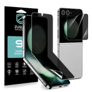 ZUSLAB Privacy Screen Protector for Samsung Galaxy Z Flip 5, Internal Anti-Spy Film + Outer Privacy Glass Screen Protector Case-Friendly