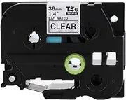 Brother P-Touch TZe-M65 White Print on Matte Clear Label Tape 1.4” (36mm) Wide x 26.2’ (8m) Long