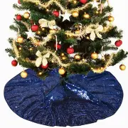 Navy Blue Tree-Skirt-36in-Christmas Tree Skirt Sequin Tree Skirt Sequin Fabri...