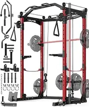 GarveeLife Power Cage, Multi-Functional Power Racks for Home Gym with Cable Crossover System, 1600LBS Weight Capacity Fitness Reality Squat Rack for Strength Workout with More Training Attachment
