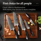 5Pcs Kitchen Knife Set Slicing Chef Santoku Utility Carving Damascus Steel G10 S