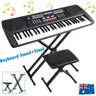 Set Adjustable Keyboard Stand Portable Piano Stool Seat Folding Bench Chair AU