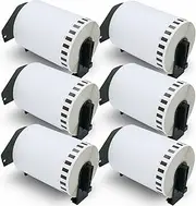 BETCKEY - Compatible DK-2243 Continuous 4" x 100' Replacement Labels,Compatible with Brother QL Label Printers [6 Rolls with Refillable Cartridge Frame]