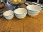 Nantucket Home Nesting Bowl Set 3 Pcs Ceramic Striped Serving Bowls