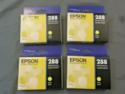 Set of 4- Epson 288 Yellow OEM Authentic *BRAND NEW AND SEALED*