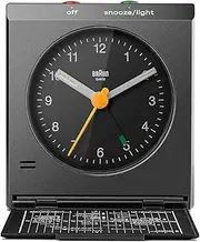 Braun BC05B Travel Alarm Clock with Lid Analog Alarm Clock Table Clock Black