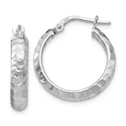 Sterling Silver Ss Radiant Essence Rhodium-Plated Hinged Hoop Earrings