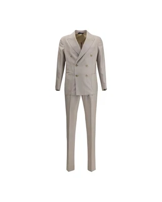 Gi Capri Positano Double Breasted Suit Men Beige Blazers