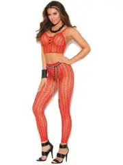Vivace EM-81279 Cami top and matching leggings with feather design