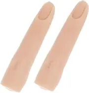 Baluue 2pcs Realistic Nail Practice Fingers Silicone Mannequin for Nails Movable Hand Model