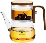 Assassins teapot 25oz Innovessa Borosilicate Glass Teapot with Infuser - Magnetic Loose Leaf Tea Maker - Elegant and Durable Glass Teapot for Brewing(Wood Color)