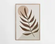 Brown Beige Palm Leaf Wall Art Brown Palm Leaf Print Tropical Wall Art