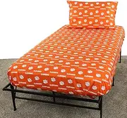 College Covers Clemson Tigers Printed Sheet Set, Queen, White