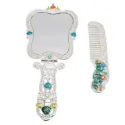 Mirror Comb Set Zinc Alloy Castle Handheld Mirror Comb Kit For Home Travel Use