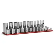 3/8 in. Drive 12-Point Shallow and Deep Socket Set, SAE, 1/4 to 7/8 in., 22-P...