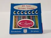24 Vintage Twist Birthday Capri Candles Original Box Smokless Dripless No 3124