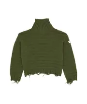 MM6 Maison Margiela High-Neck Drop-Shoulder Distressed Jumper XL Green