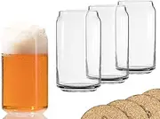 Ecodesign Drinkware Beer Glass Can Shaped 16 oz - Pint Beer Glasses 4 PACK w/coasters