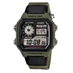 【奇異SHOPS】CASIO 十年電力世界時間帆布錶帶款 AE-1200WHB-3B